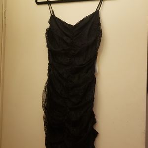 LUSH, Lace black ruffle mini dress new never worn.